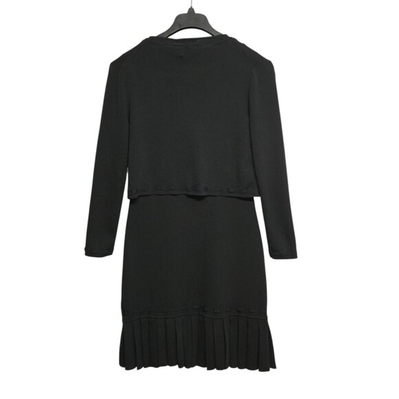 BCBG MaxAzria 2 Piece Shift Ponte Knit Dress Cardigan Set Womens Large Black - Picture 7 of 11